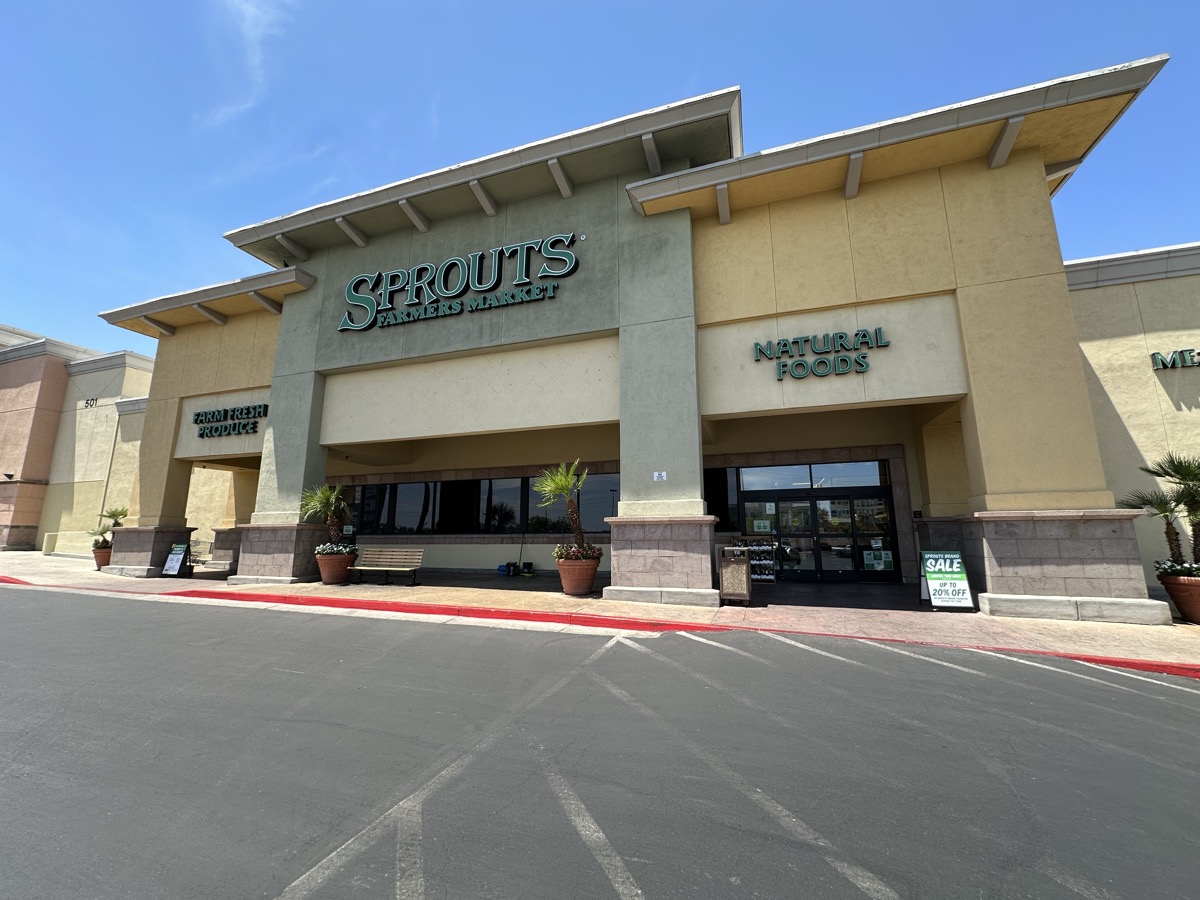 Sprouts Farmers Market storefront with professionally cleaned windows in Las Vegas