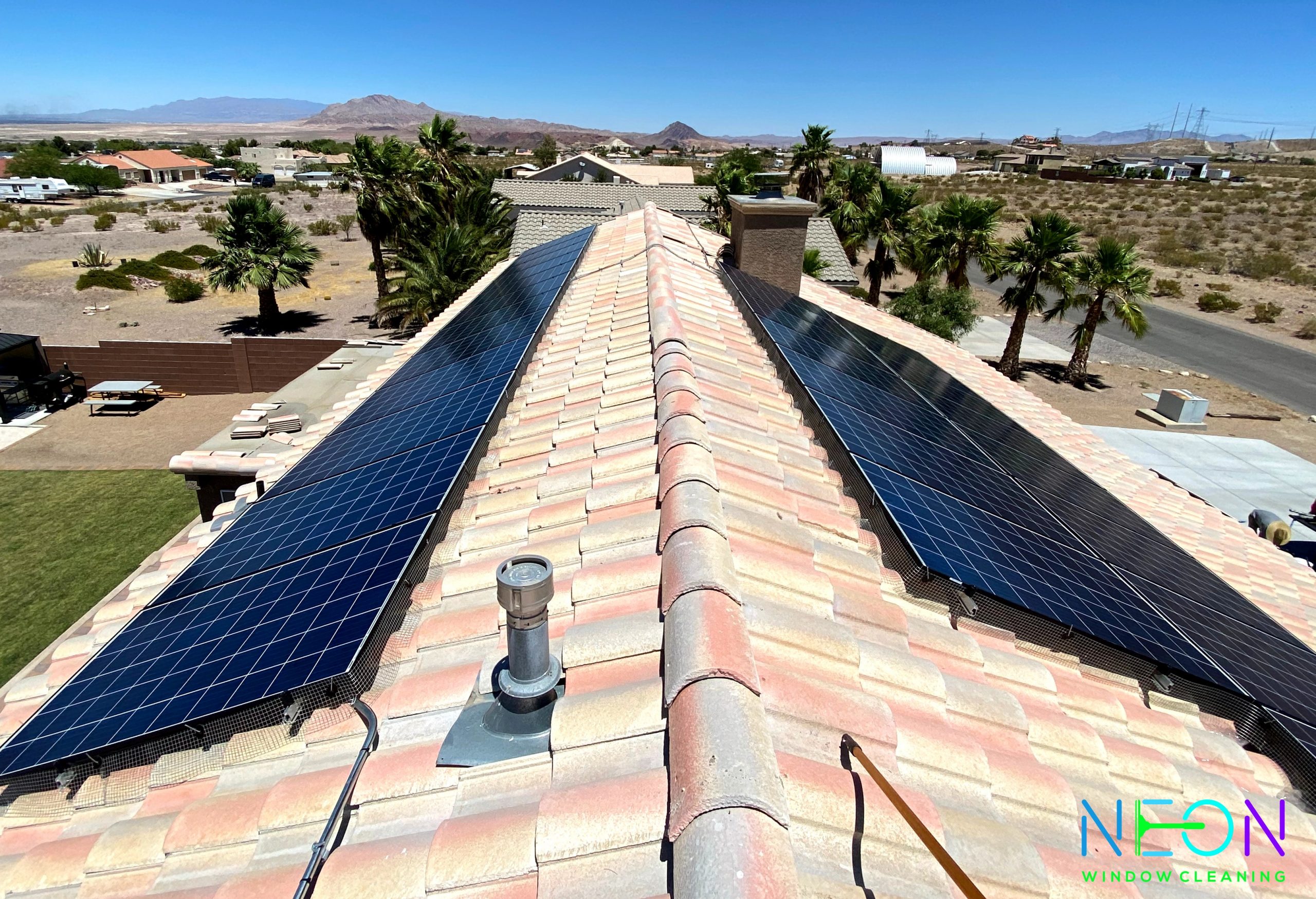 Solar panels being professionally maintained in Las Vegas