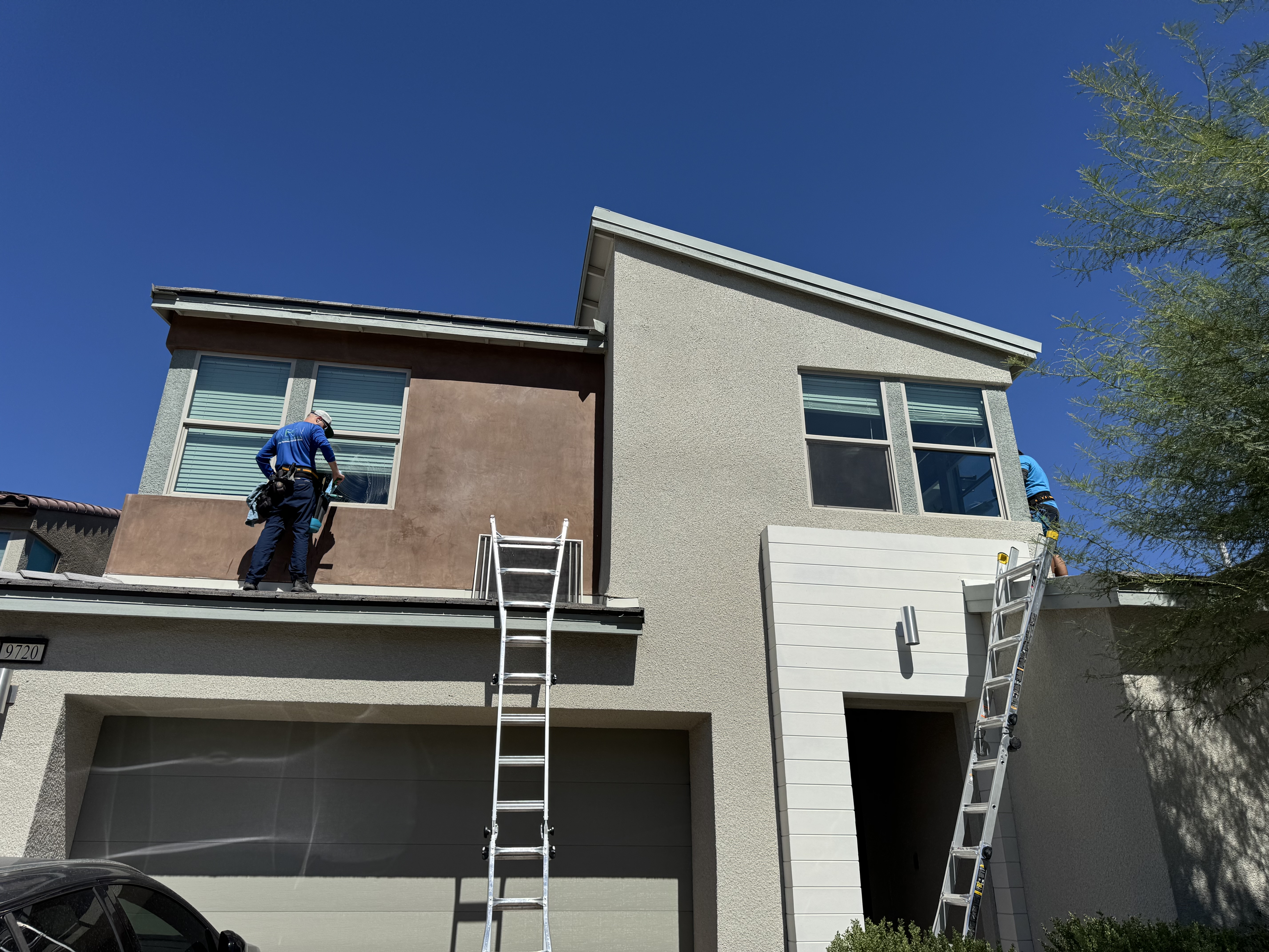 Clean sparkling windows on a newer two-story home in Centennial Hills Las Vegas